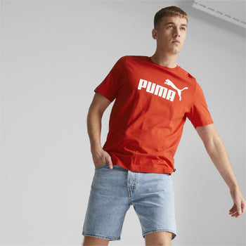 T-shirt rossa da uomo con logo sul petto Puma Essentials, Abbigliamento Sport, SKU a722000215, Immagine 0